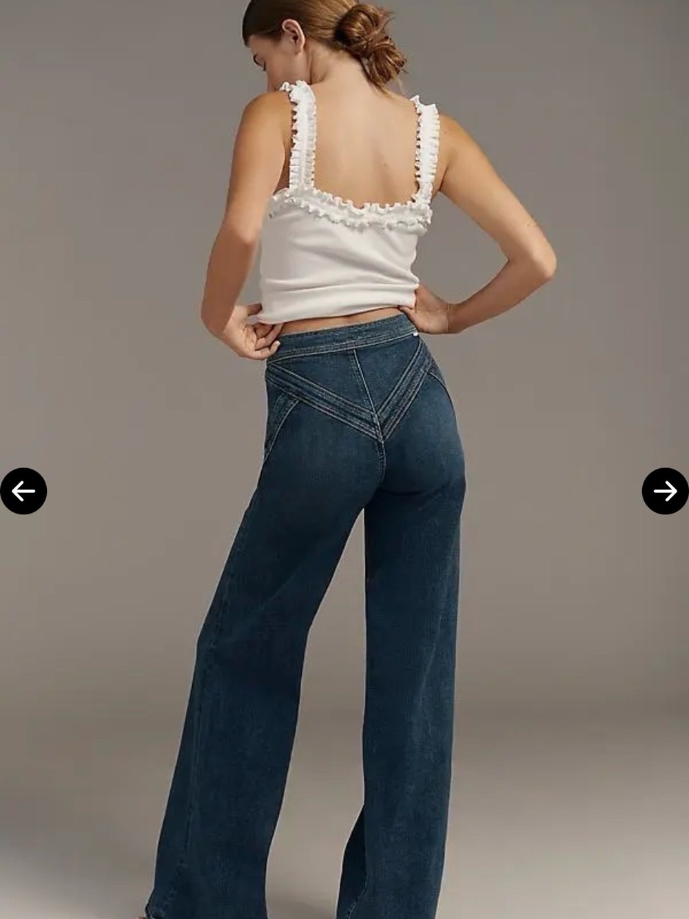 MOTHER Dark Blue High-Rise Wide Leg Jeans with Cris’s cross roller